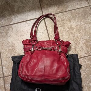 B. Makowsky Red Leather Shoulder Bag